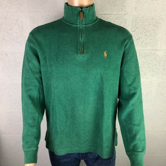Polo Ralph Lauren 1/2 Half Zip French Rib Pullover Sweater Green Size M - Picture 3 of 9